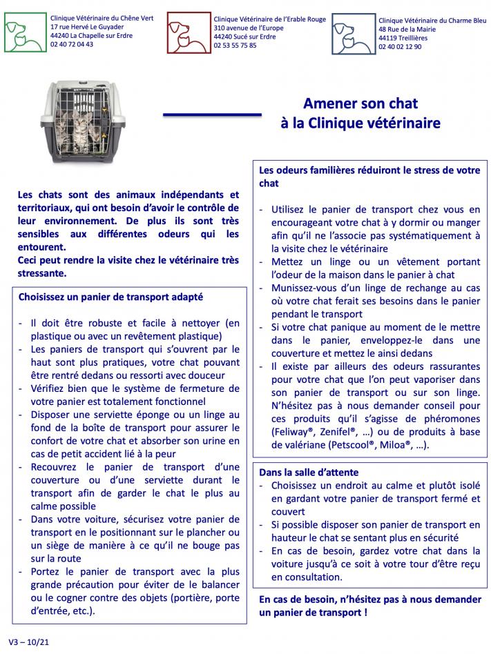 Amener son chat à la Clinique